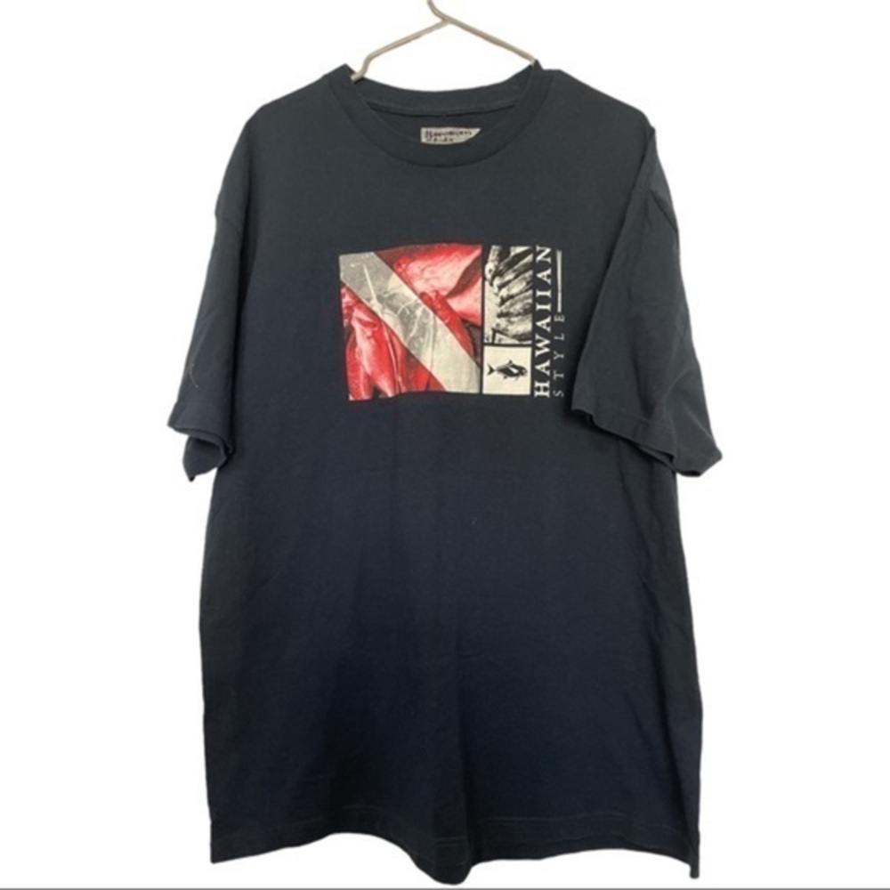 Hawaiian Style Navy Graphic Shirt XL EUC #6778